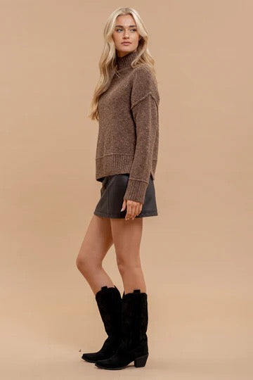 Mocha Turtleneck Sweater - The Street Boutique 