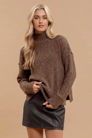 Mocha Turtleneck Sweater - The Street Boutique 