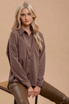 Brown Oversized Pinstripe Shacket - The Street Boutique 