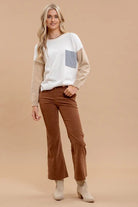 Cream Color Block Knit Sweater - The Street Boutique 