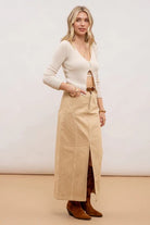 Sand Split Hem Midi Skirt - The Street Boutique 