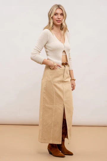 Sand Split Hem Midi Skirt - The Street Boutique 