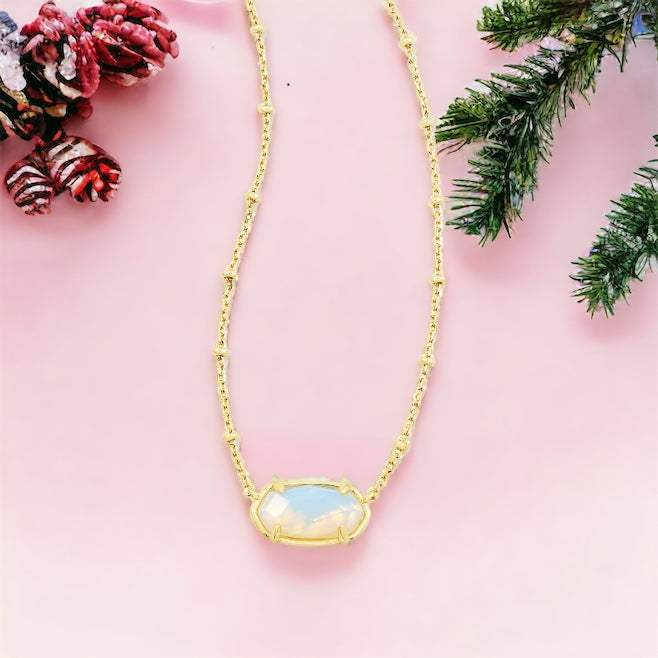 Load image into Gallery viewer, Faceted Gold Elisa Short Pendant Necklace in Iridescent Opalite Illusion | KENDRA SCOTT - The Street Boutique 
