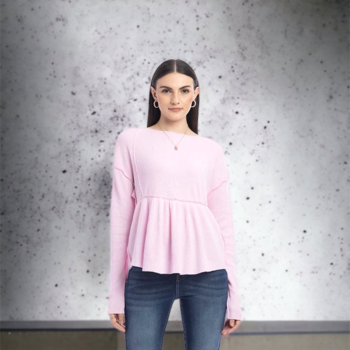 Matilda Ruffled Hem Blouse in Pink - The Street Boutique 