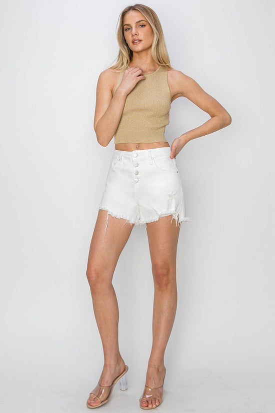 White High Rise Tummy Control Shorts - The Street Boutique 