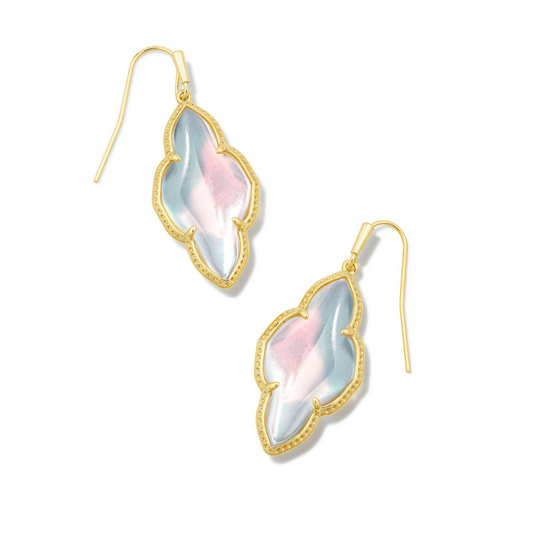 Load image into Gallery viewer, Abbie Gold Drop Earrings in Dichroic Glass | KENDRA SCOTT - The Street Boutique 
