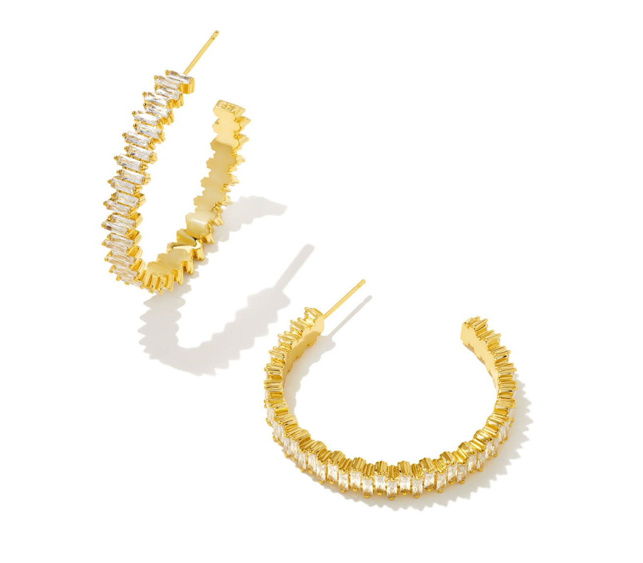 Juliette Gold Hoop Earrings in White Crystal | KENDRA SCOTT - The Street Boutique 