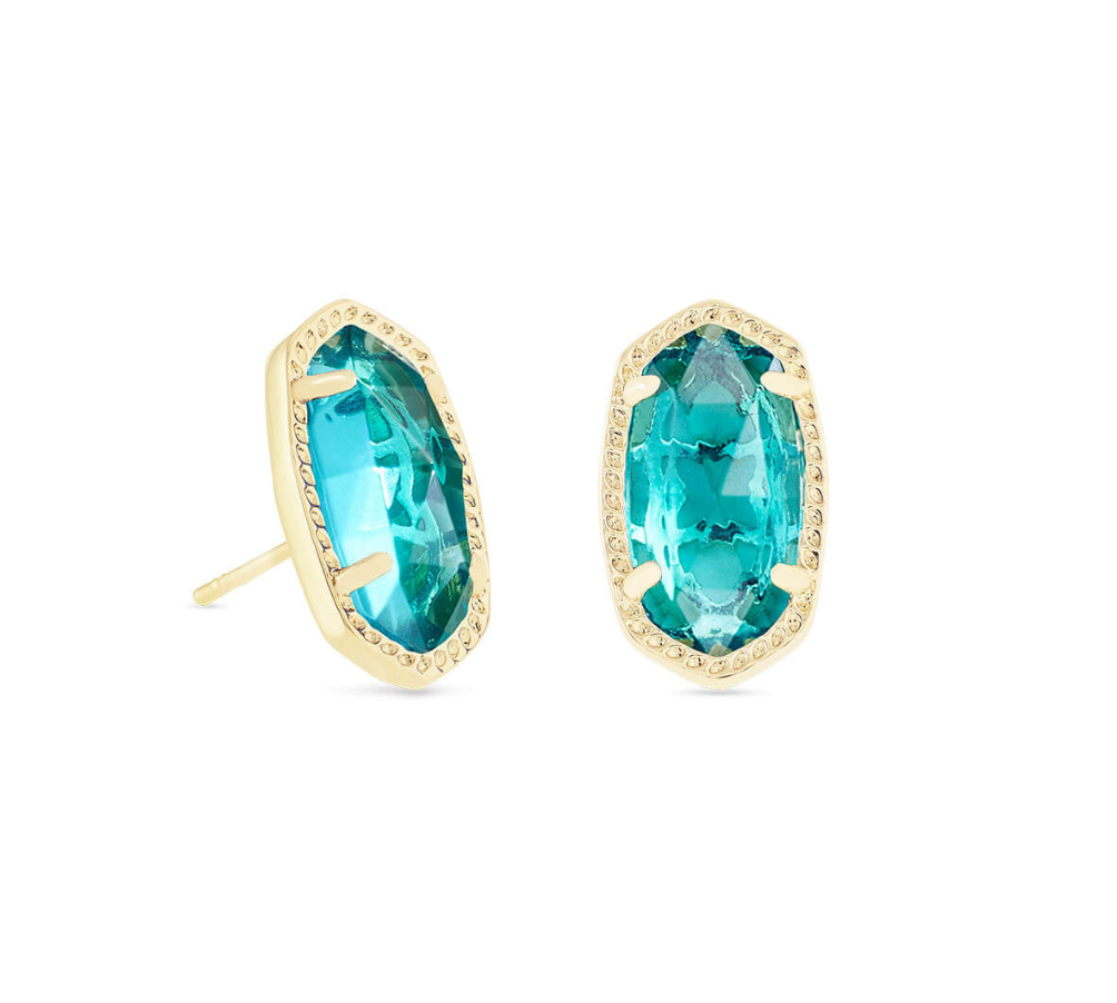 Ellie Gold Stud Earrings in London Blue | KENDRA SCOTT - The Street Boutique 