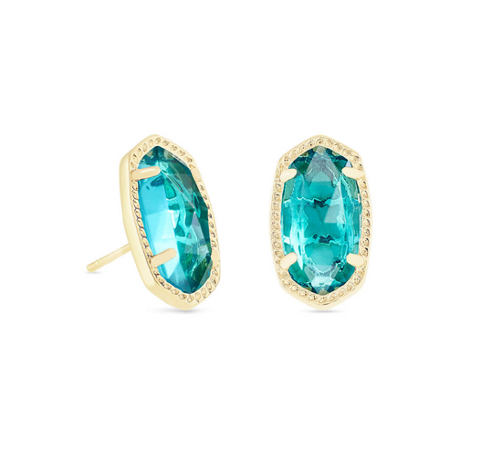 Ellie Gold Stud Earrings in London Blue | KENDRA SCOTT - The Street Boutique 