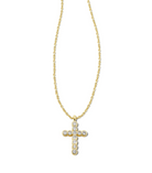 Gold Cross Pendant Necklace in White Crystal | KENDRA SCOTT - The Street Boutique 
