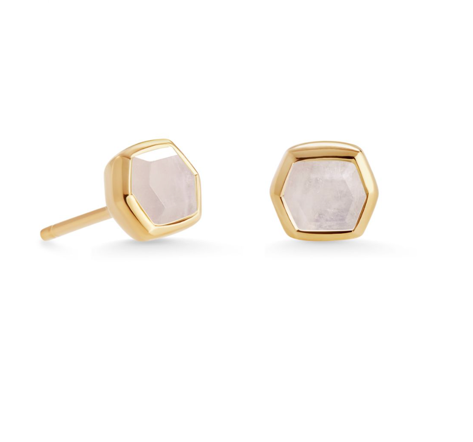 Davie 18k Gold Vermeil Stud Earrings in Rainbow Moonstone | KENDRA SCOTT - The Street Boutique 