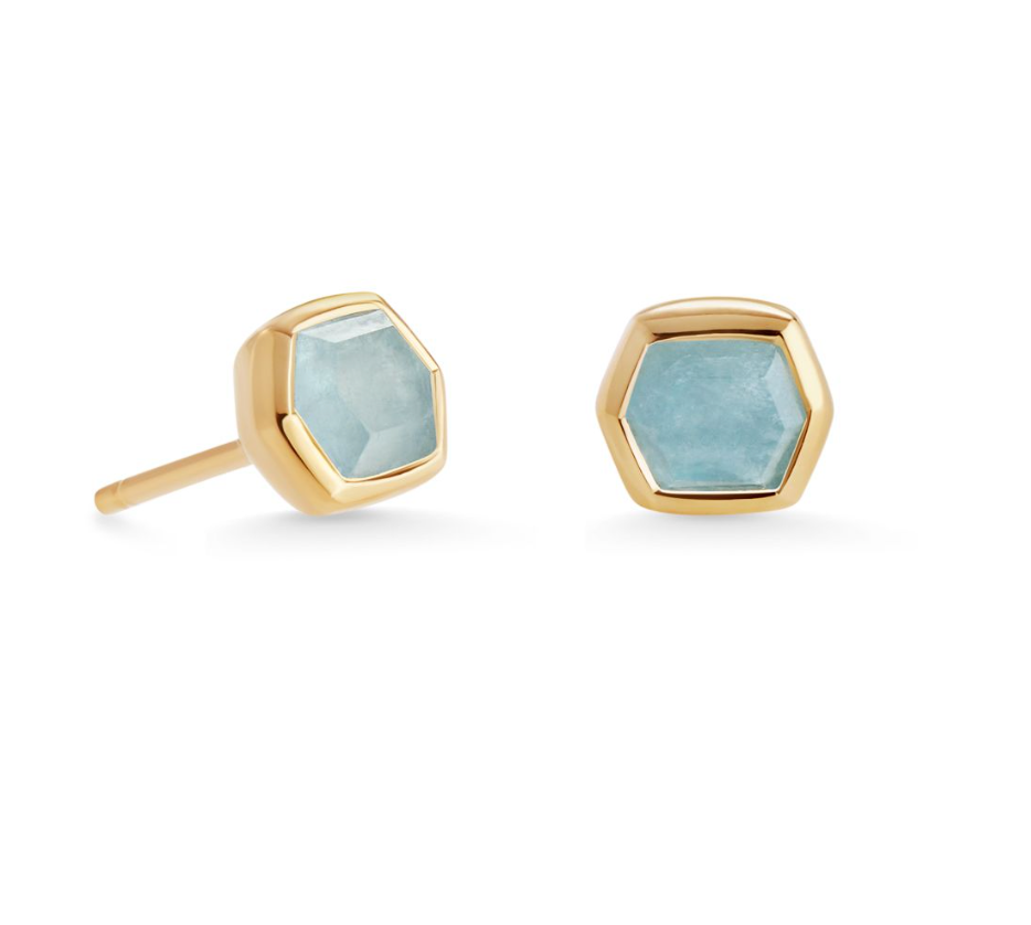 Davie 18k Gold Vermeil Stud Earrings in Aquamarine | KENDRA SCOTT - The Street Boutique 
