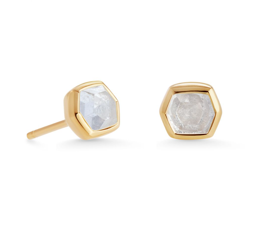 Davie 18k Gold Vermeil Stud Earrings in Rock Crystal | KENDRA SCOTT - The Street Boutique 