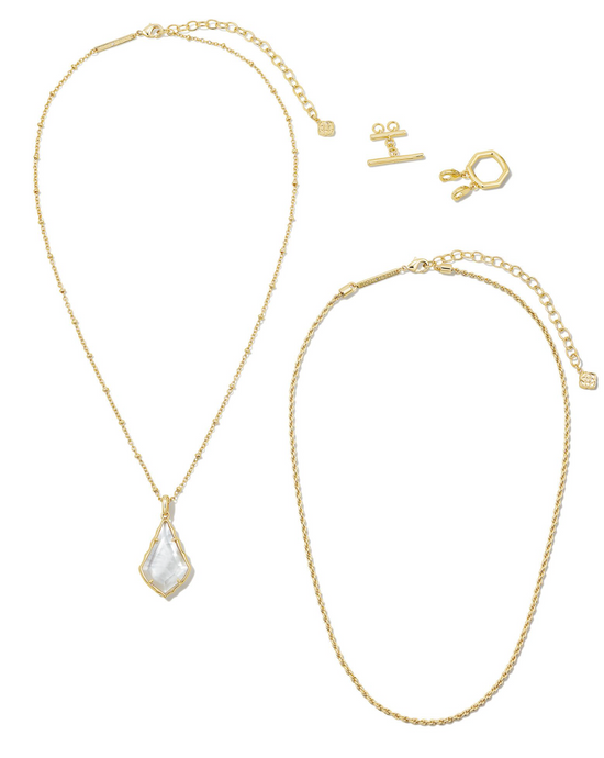 Load image into Gallery viewer, Faceted Alex Gold Convertible Necklace in Ivory Illusion | KENDRA SCOTT - The Street Boutique 
