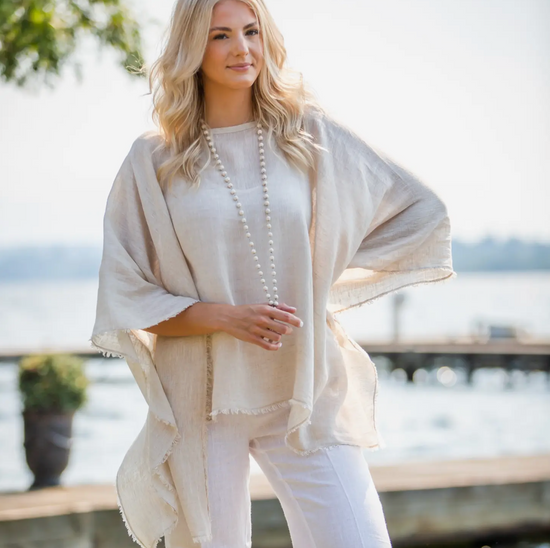 Laurel Poncho in Flax - The Street Boutique 
