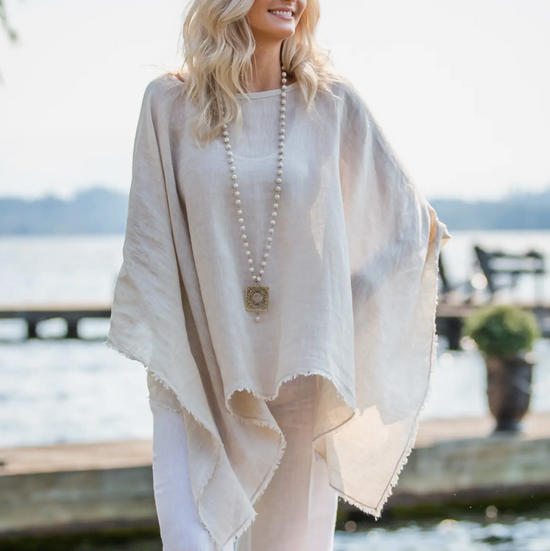 Laurel Poncho in Flax - The Street Boutique 