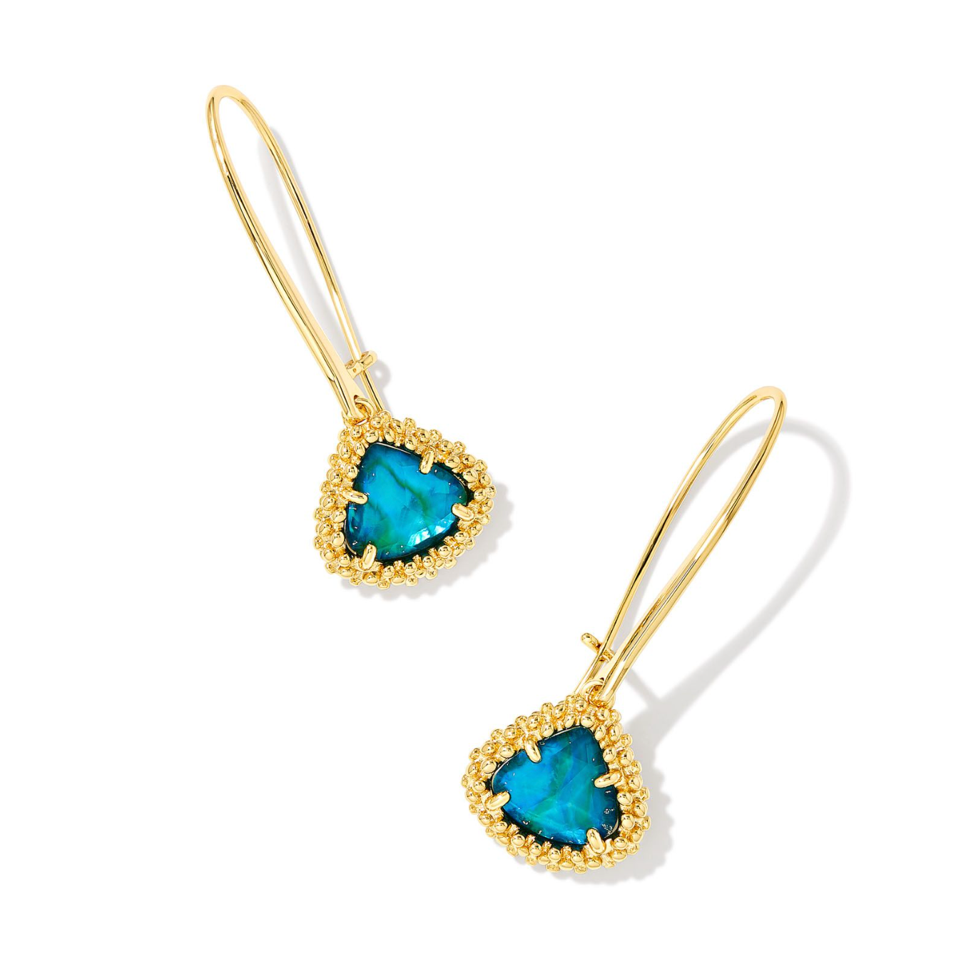 Framed Kendall Gold Wire Drop Earrings in Teal Abalone | KENDRA SCOTT - The Street Boutique 