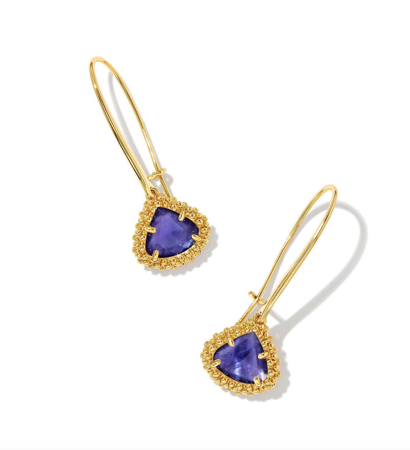 Load image into Gallery viewer, Framed Kendall Gold Wire Drop Earrings in Dark Lavender Illusion | KENDRA SCOTT - The Street Boutique 
