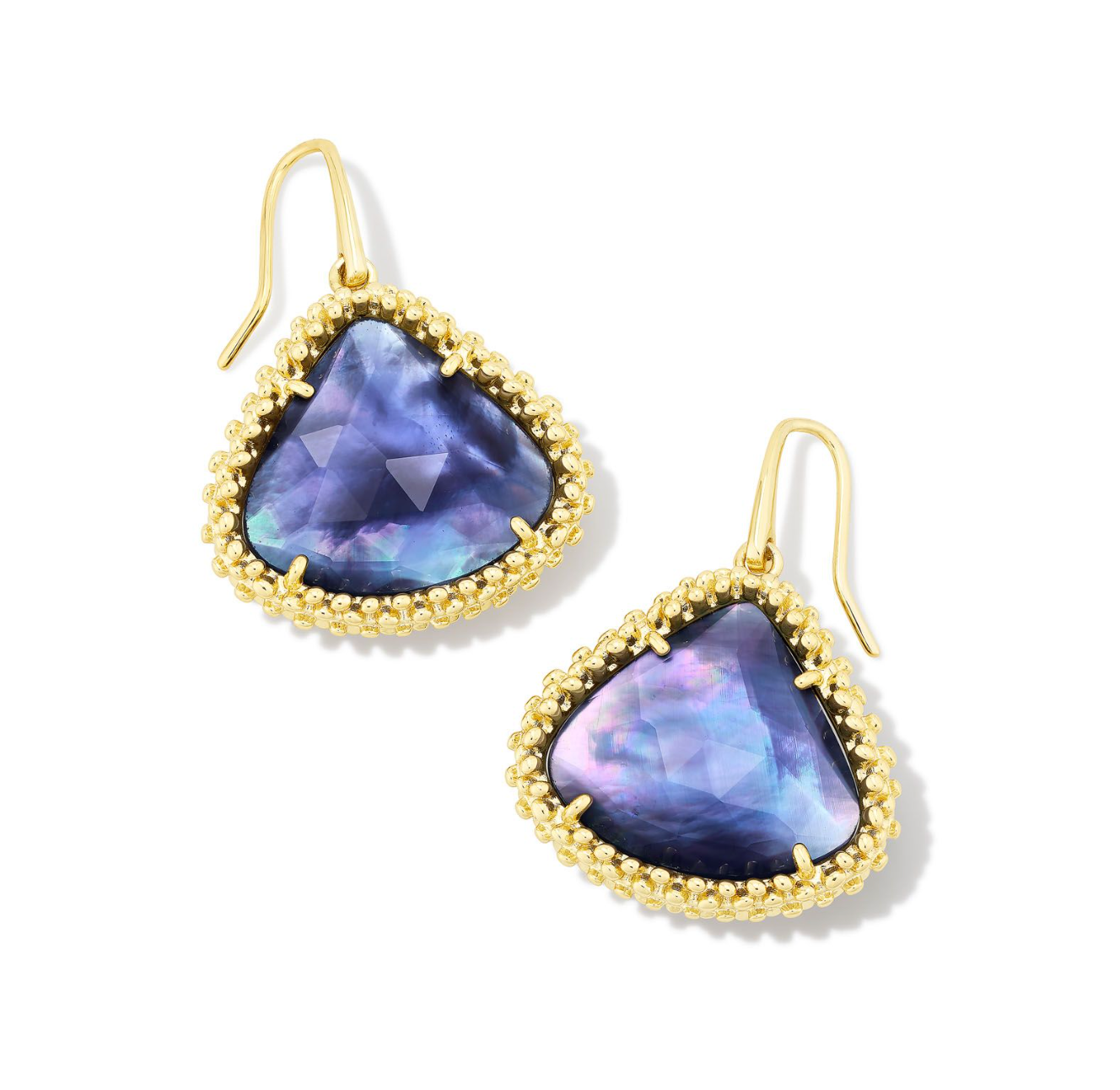 Framed Kendall Gold Large Drop Earrings in Dark Lavender Illusion | KENDRA SCOTT - The Street Boutique 