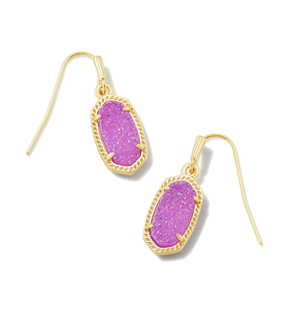 Load image into Gallery viewer, Lee Gold Drop Earrings in Mulberry Drusy | KENDRA SCOTT - The Street Boutique 
