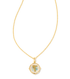 Letter "T" Gold Disc Reversible Pendant Necklace in Iridescent Abalone | KENDRA SCOTT - The Street Boutique 