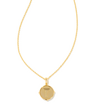 Letter "T" Gold Disc Reversible Pendant Necklace in Iridescent Abalone | KENDRA SCOTT - The Street Boutique 