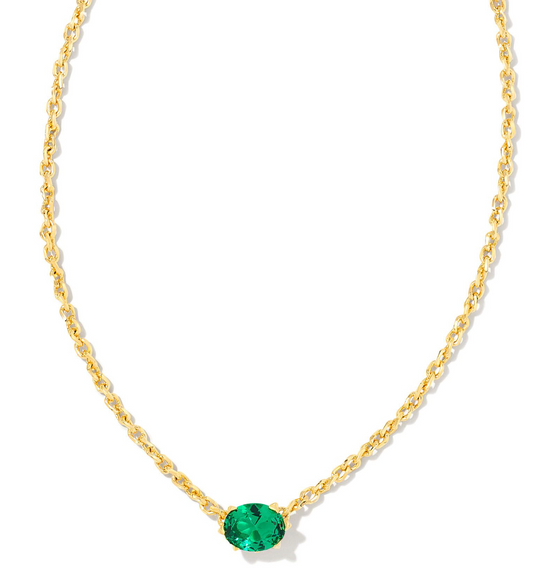 Cailin Gold Pendant Necklace in Green Crystal | KENDRA SCOTT - The Street Boutique 