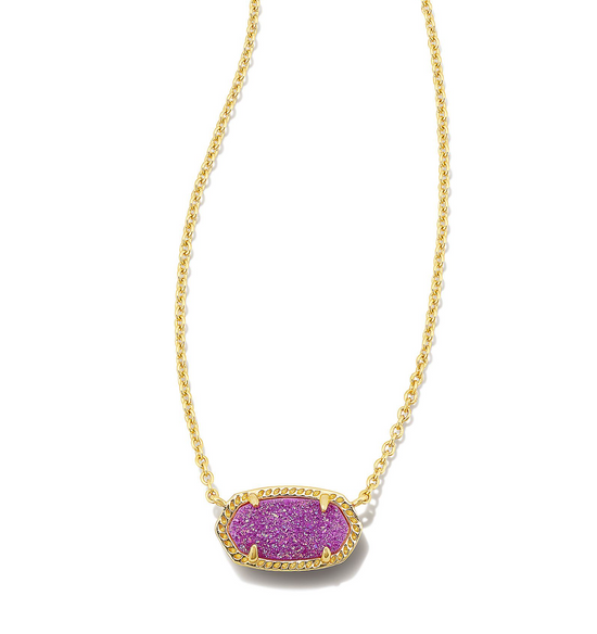 Elisa Gold Pendant Necklace in Mulberry Drusy | KENDRA SCOTT - The Street Boutique 