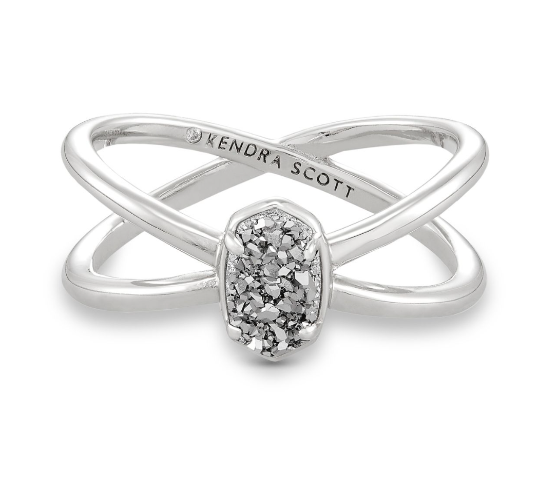 Load image into Gallery viewer, Emilie Silver Double Band Ring in Platinum Drusy | KENDRA SCOTT - The Street Boutique 
