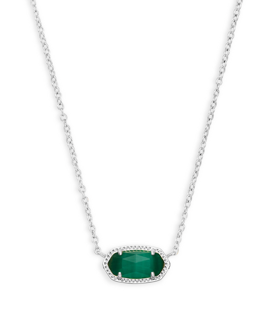 Elisa Silver Pendant Necklace in Emerald Cats Eye | KENDRA SCOTT - The Street Boutique 