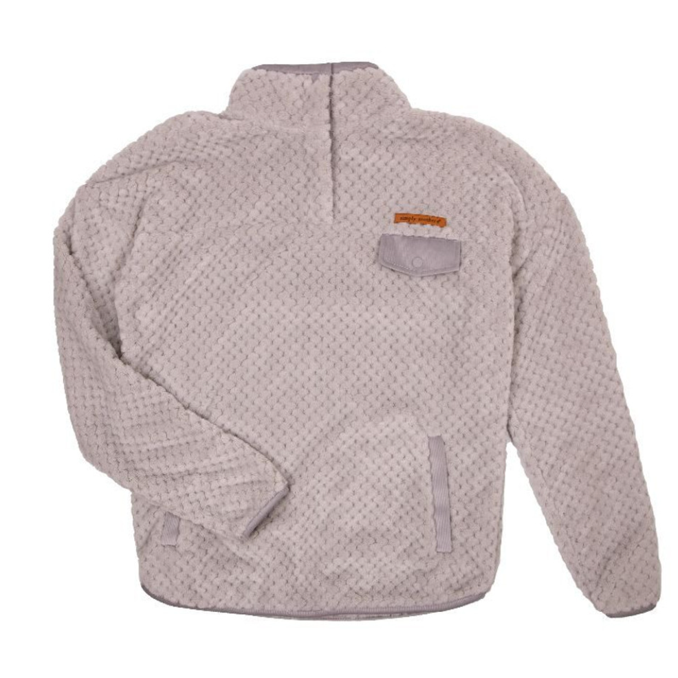 Simply Southern Youth Sherpa Pullover in Fog - The Street Boutique 