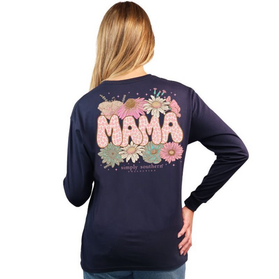 Simply Southern Leopard MAMA Long Sleeve Tee - The Street Boutique 