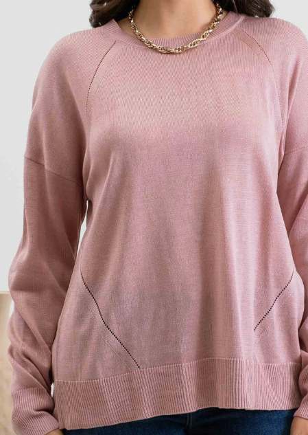 Back Button Sweater in Light Pink - The Street Boutique 