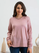 Back Button Sweater in Light Pink - The Street Boutique 