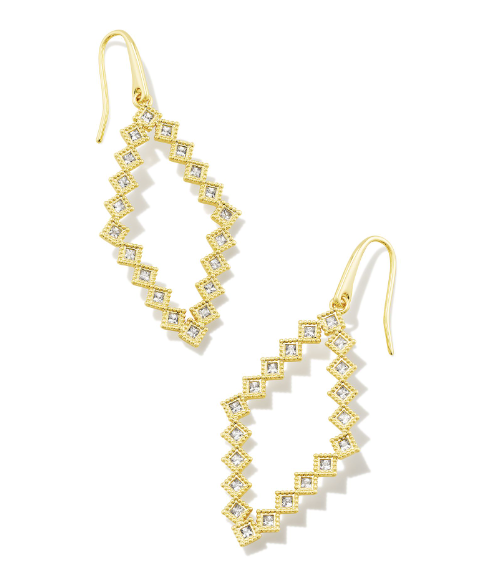 Load image into Gallery viewer, Kinsley Gold Open Frame Earrings in White Crystal | KENDRA SCOTT - The Street Boutique 
