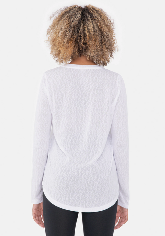 Modal-Blend Crew Neck Long Sleeve Tee in White - The Street Boutique 