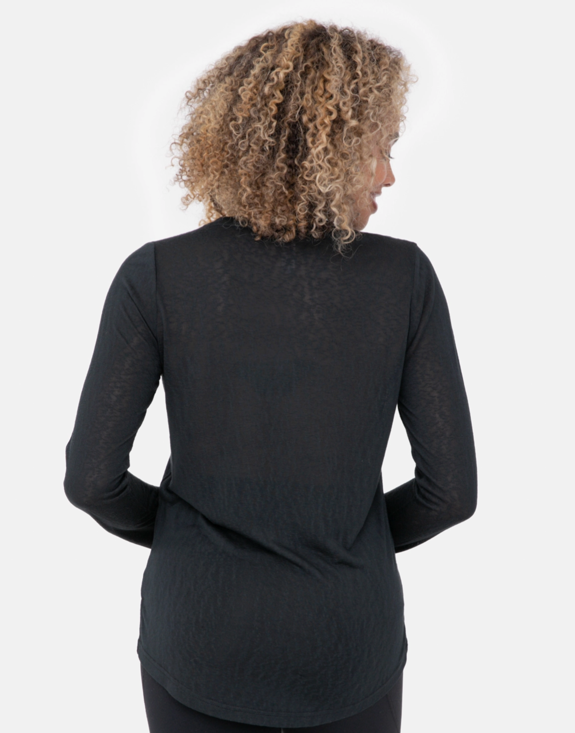 Modal-Blend Crew Neck Long Sleeve Tee in Black - The Street Boutique 