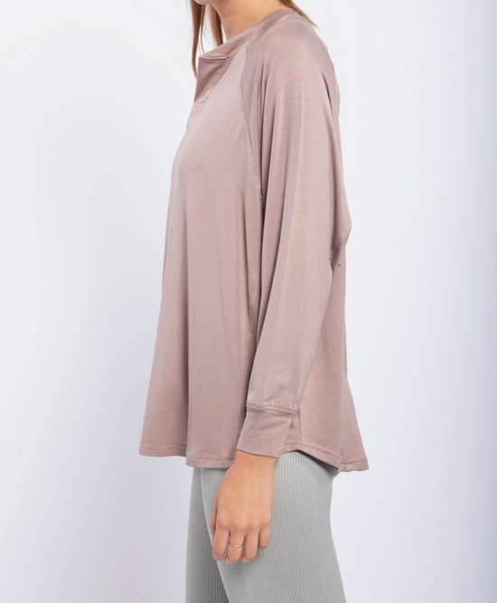 Tencel Notched Flow Top in Nude - The Street Boutique 