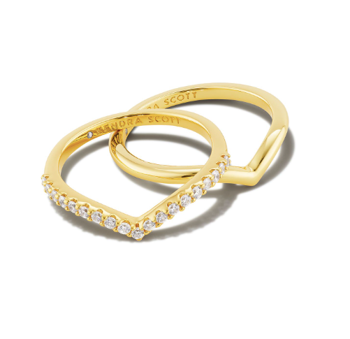 Wishbone Gold Ring Set in White Crystal | KENDRA SCOTT - The Street Boutique 