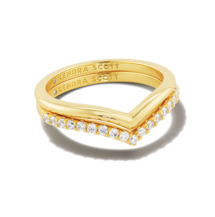 Wishbone Gold Ring Set in White Crystal | KENDRA SCOTT - The Street Boutique 