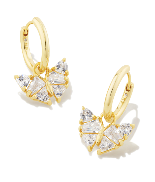 Blair Gold Butterfly Huggie Earrings in White Crystal | KENDRA SCOTT - The Street Boutique 