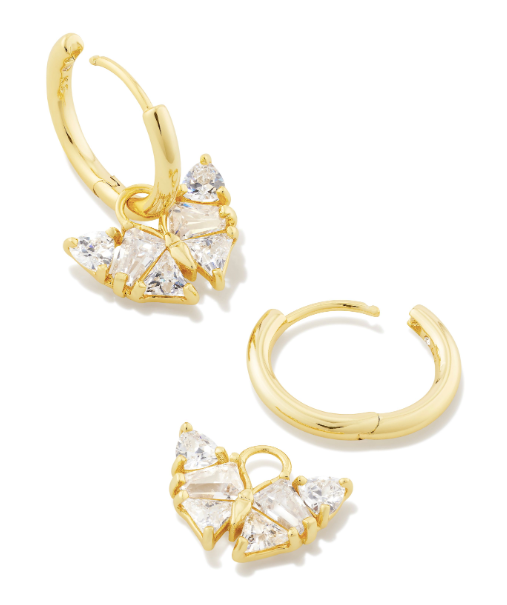 Load image into Gallery viewer, Blair Gold Butterfly Huggie Earrings in White Crystal | KENDRA SCOTT - The Street Boutique 
