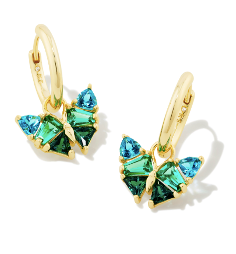 Load image into Gallery viewer, Blair Gold Butterfly Huggie Earrings in Green Mix | KENDRA SCOTT - The Street Boutique 
