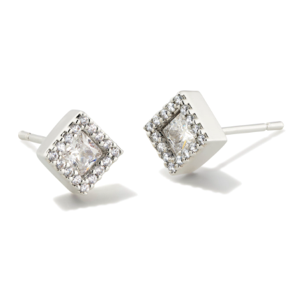 Load image into Gallery viewer, Gracie Silver Stud Earrings in White Crystal | KENDRA SCOTT - The Street Boutique 
