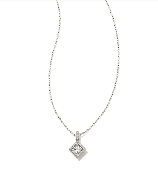 Load image into Gallery viewer, Gracie Silver Short Pendant Necklace in White Crystal | KENDRA SCOTT - The Street Boutique 
