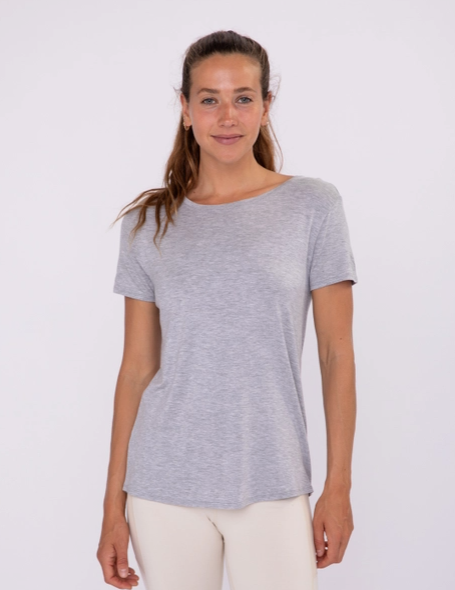 Short Sleeve High-Low Top in Heather Grey - The Street Boutique 