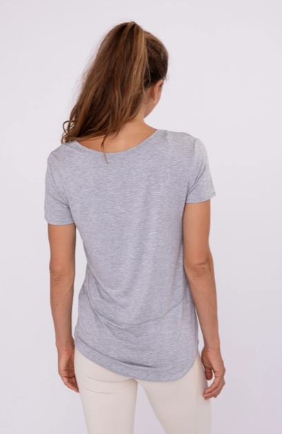 Short Sleeve High-Low Top in Heather Grey - The Street Boutique 