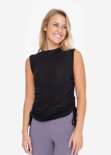 Side Cinch Tank Top in Black - The Street Boutique 