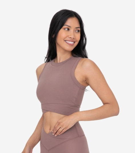 Venice Crossover Active Tank in Deep Taupe - The Street Boutique 