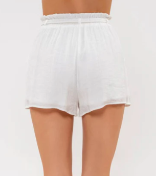 High Waist Draw String Shorts in White - The Street Boutique 